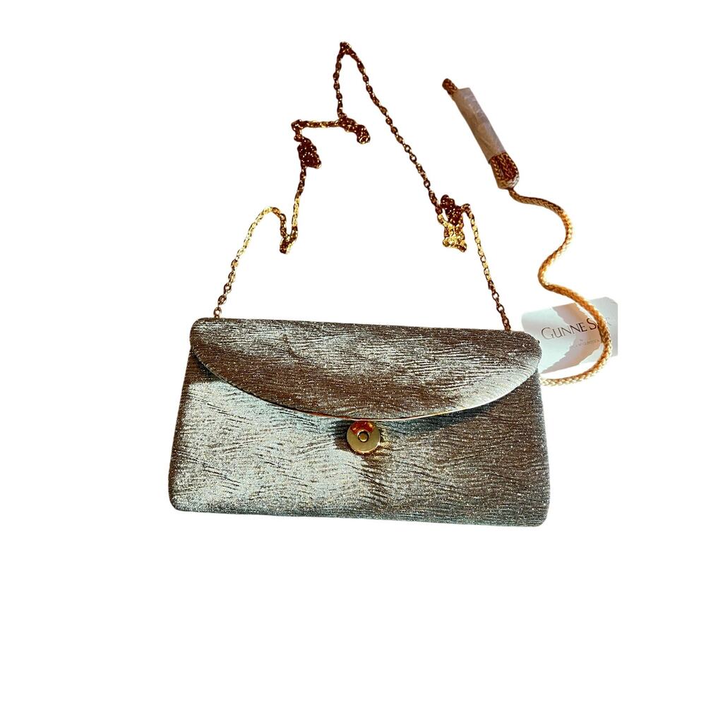 Gunne Sax Silver Evening Bag Clutch with Strap by Jessica McClintock
